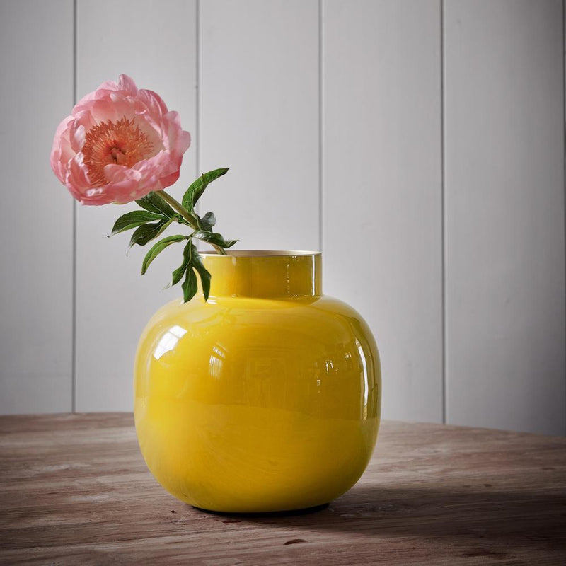 Pip Studio Vase Metall Gelb Rund 25 cm