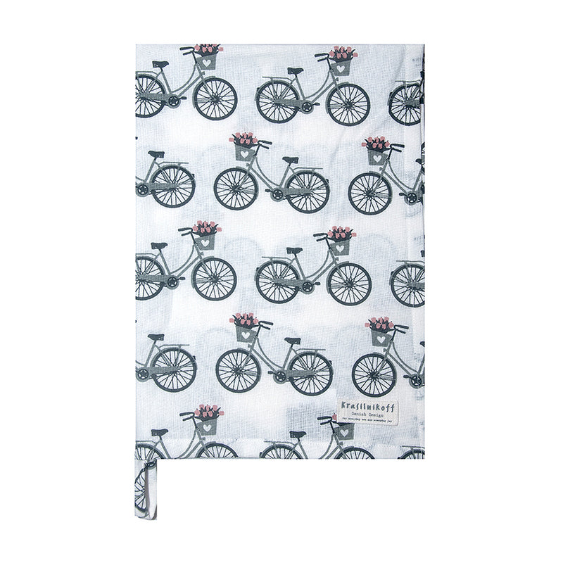 Krasilnikoff Geschirrhandtuch graue Fahrräder
