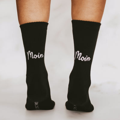 Eulenschnitt Socken Moin Moin Schwarz Größe 39-42