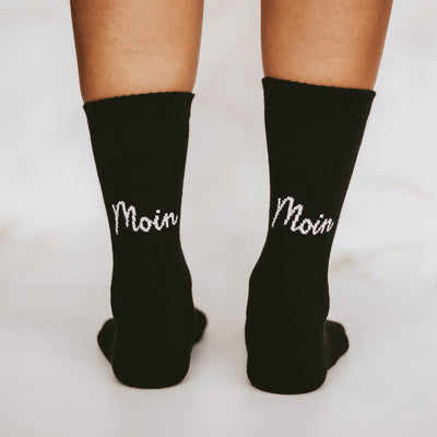 Eulenschnitt Socken Moin Moin Schwarz Größe 39-42