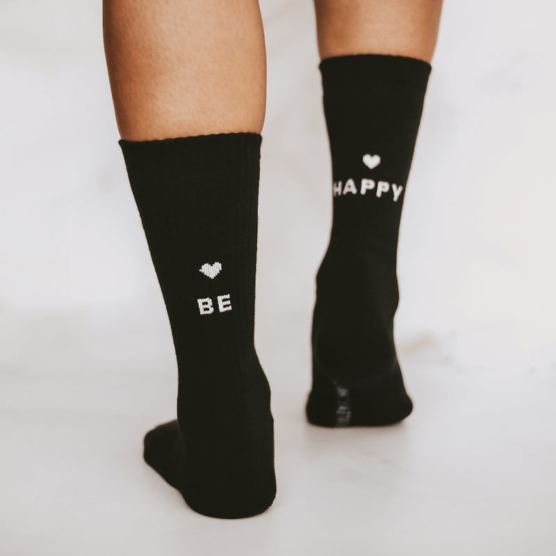 Eulenschnitt Socken Be Happy Schwarz Größe 39-42