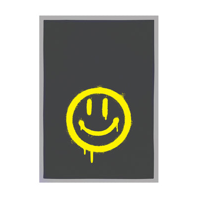 Geschirrtuch Grau Smiley Neon Gelb