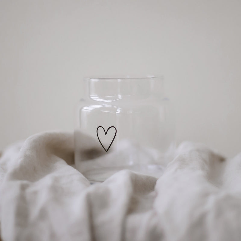 Eulenschnitt Vase aus Glas Herz Mittel