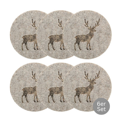 Untersetzer Hirsch 6er Set beige