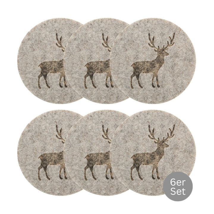 Untersetzer Hirsch 6er Set beige