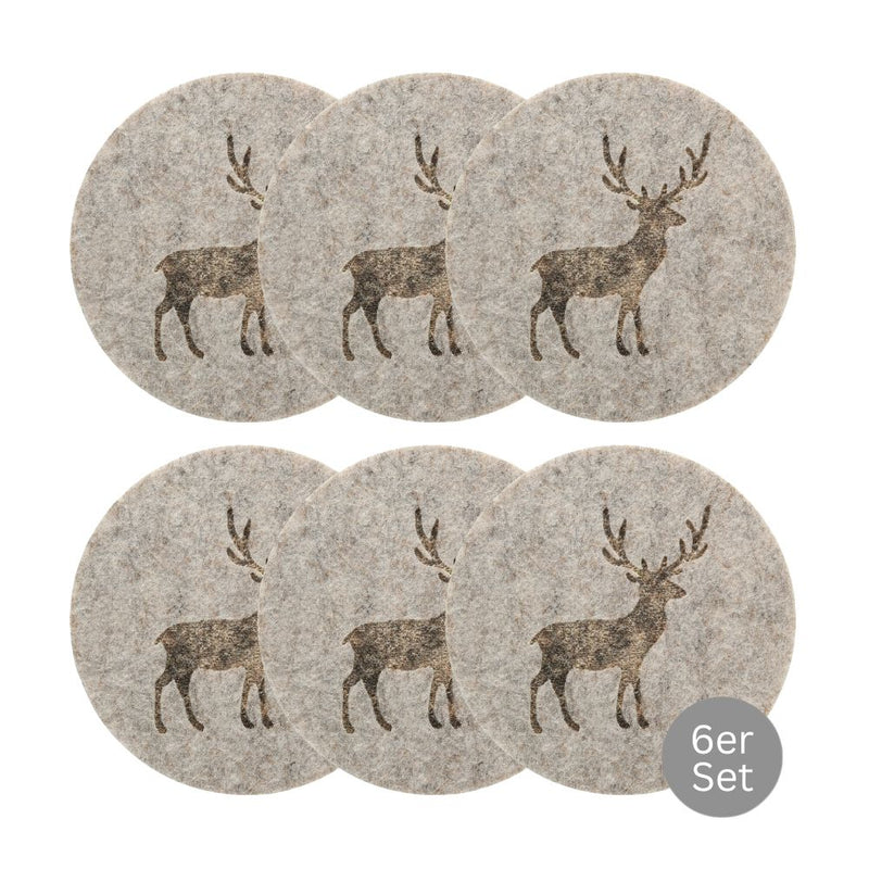 Untersetzer Hirsch 6er Set beige