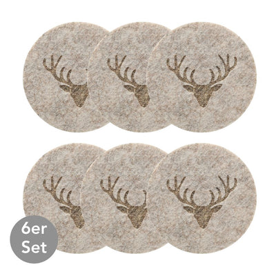 Untersetzer Hirschkopf Kjell 6er Set beige
