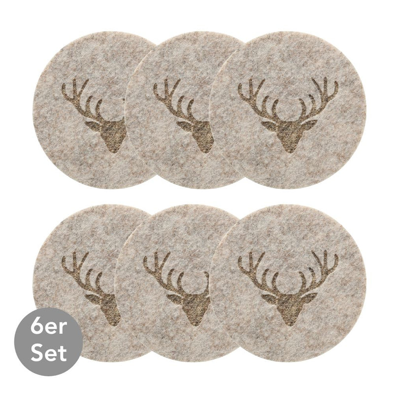Untersetzer Hirschkopf Kjell 6er Set beige