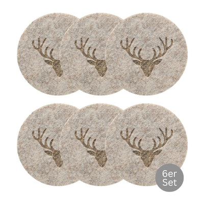 Untersetzer Hirschkopf Kjell 6er Set beige