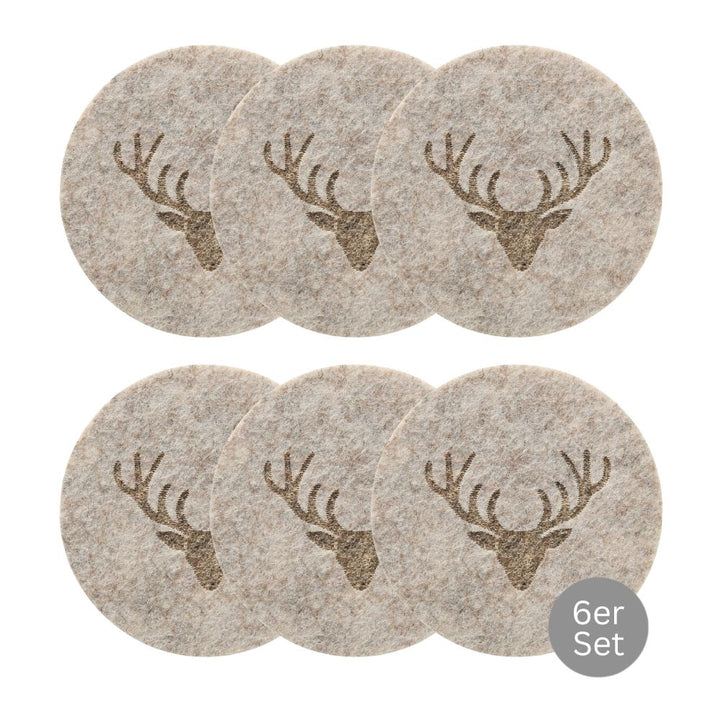 Untersetzer Hirschkopf Kjell 6er Set beige