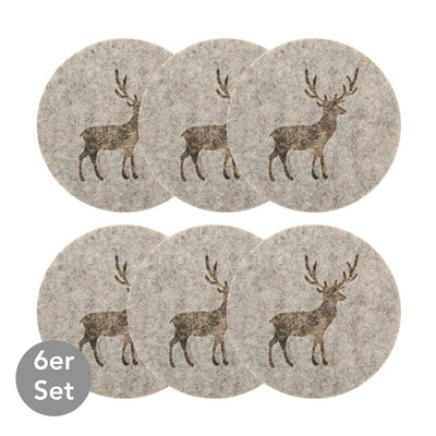 Untersetzer Hirsch 6er Set beige