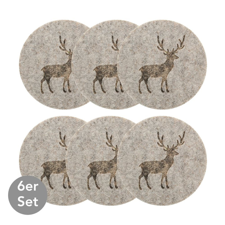 Untersetzer Hirsch 6er Set beige