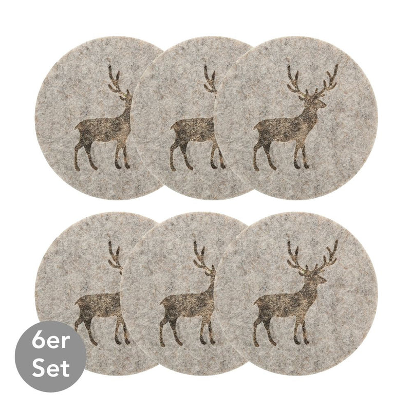 Untersetzer Hirsch 6er Set beige