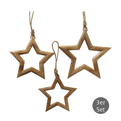 Dekohänger Holz-Sterne 3er-Set