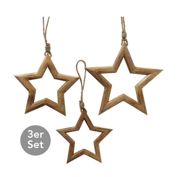 Dekohänger Holz-Sterne 3er-Set