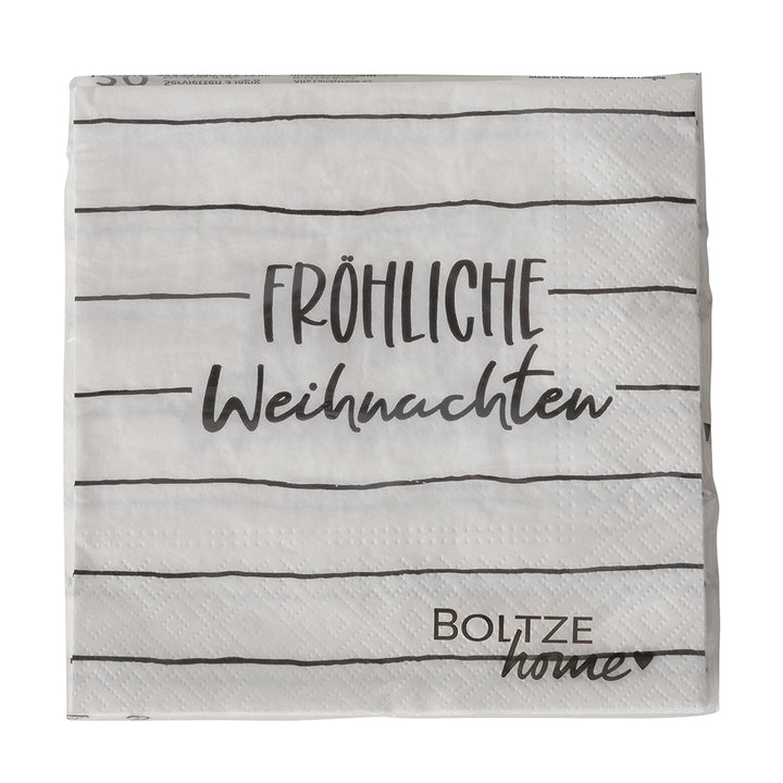 Serviette Fröhliche Weihnachten Weiß