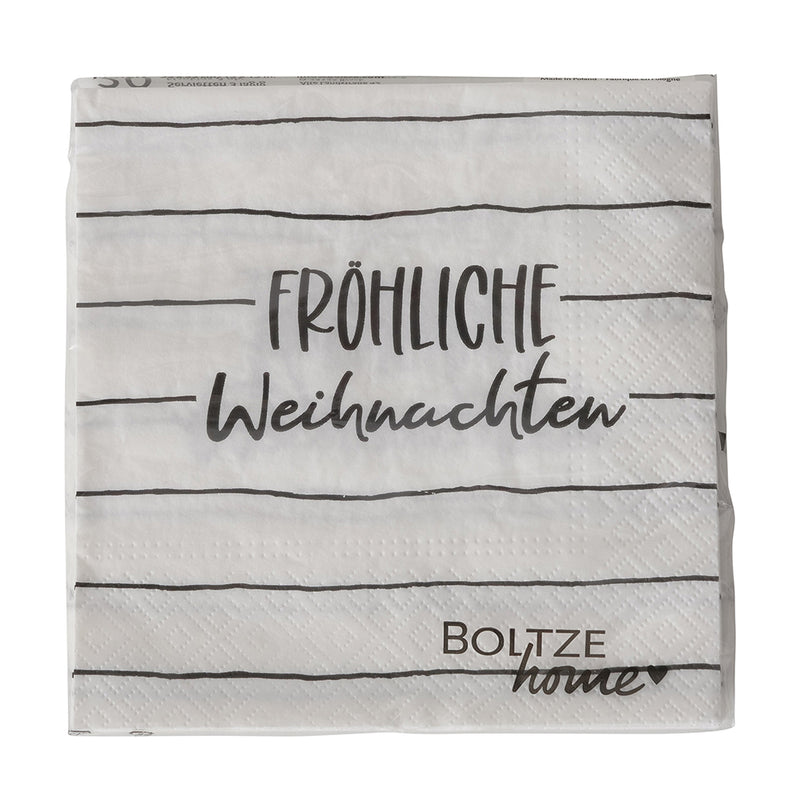 Serviette Fröhliche Weihnachten Weiß