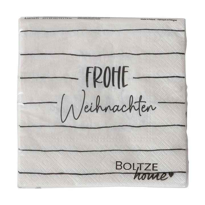Serviette Frohe Weihnachten Weiß
