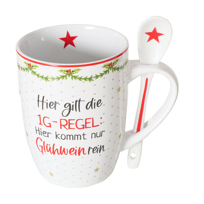 Becher Hier gilt die 1G-Regel Weiß