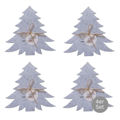 Bestecktasche Tannenbaum 4er-Set hellgrau