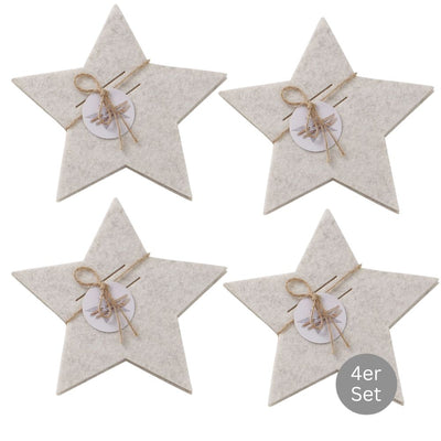 Bestecktasche Stern 4er-Set beige