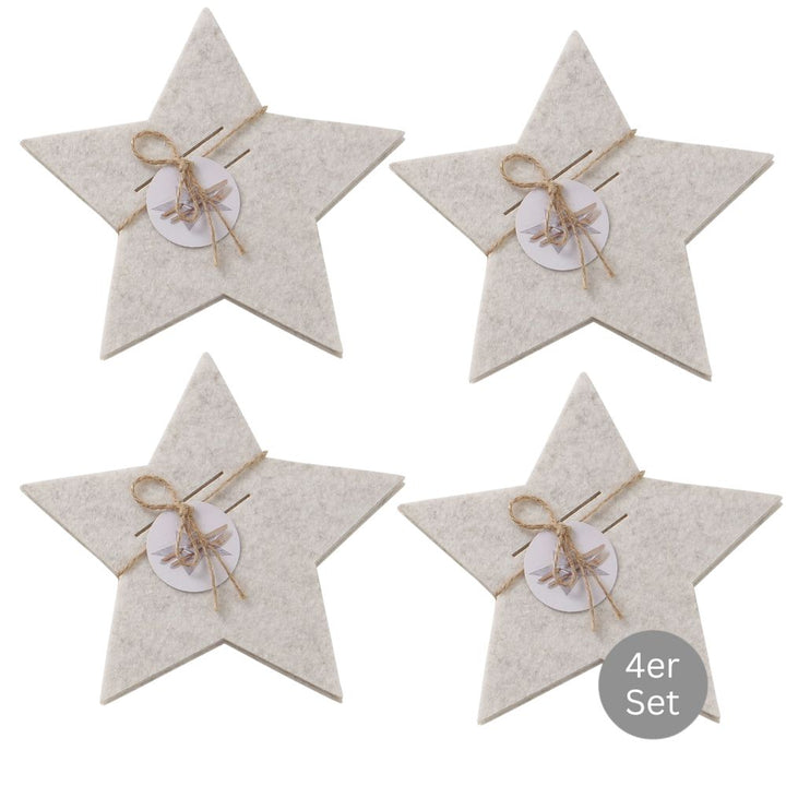 Bestecktasche Stern 4er-Set beige