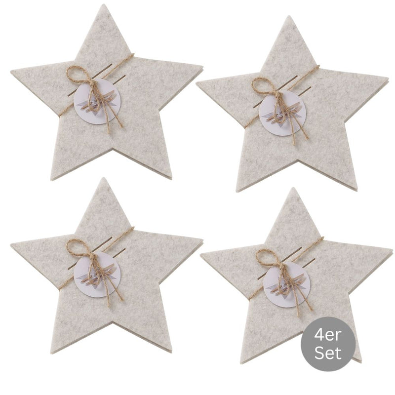 Bestecktasche Stern 4er-Set beige