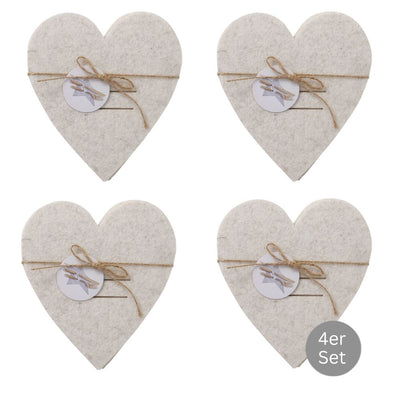 Bestecktasche Herz 4er-Set beige