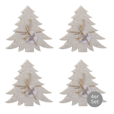Bestecktasche Tannenbaum 4er-Set beige
