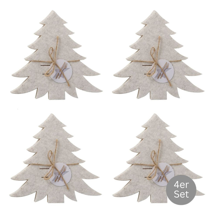 Bestecktasche Tannenbaum 4er-Set beige