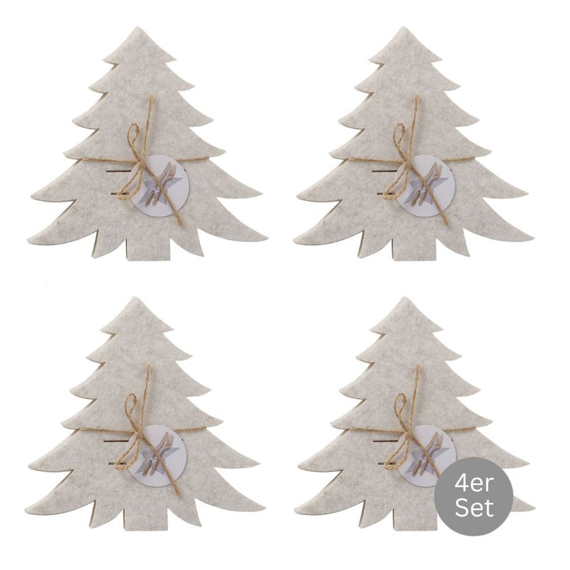 Bestecktasche Tannenbaum 4er-Set beige