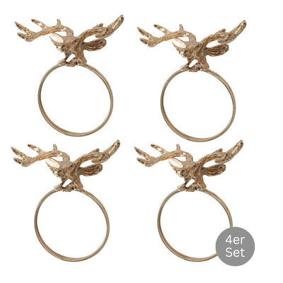 Serviettenring Hirsch 4er Set goldfarben