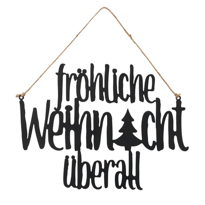 Schild Fröhliche Weihnacht überall schwarz