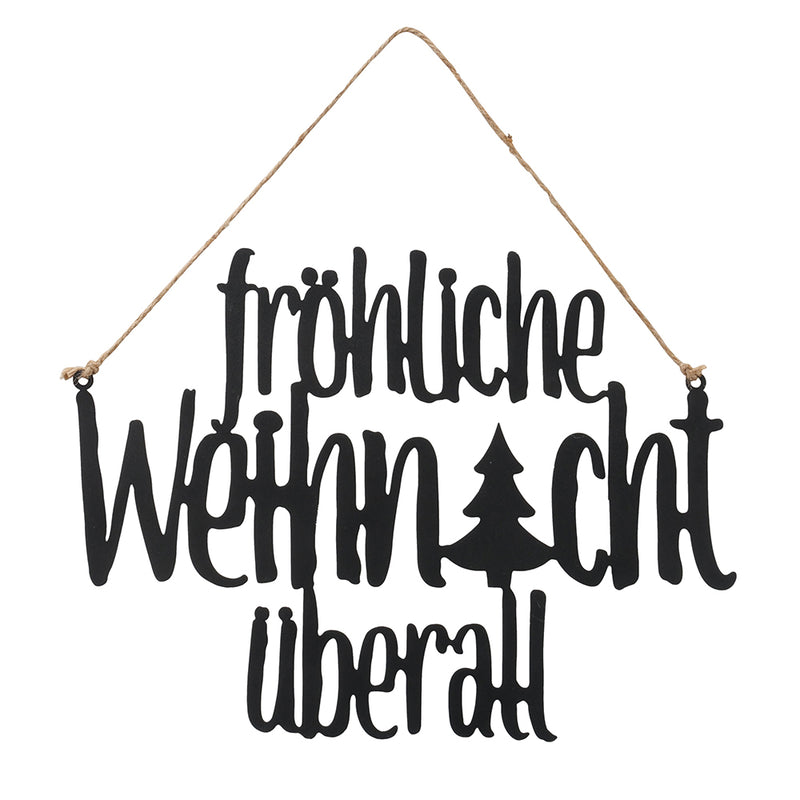 Schild Fröhliche Weihnacht überall schwarz