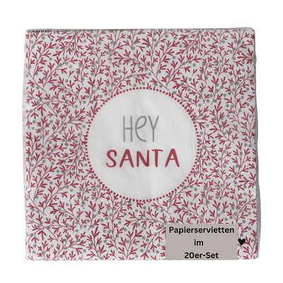 Papierservietten Hey Santa rot