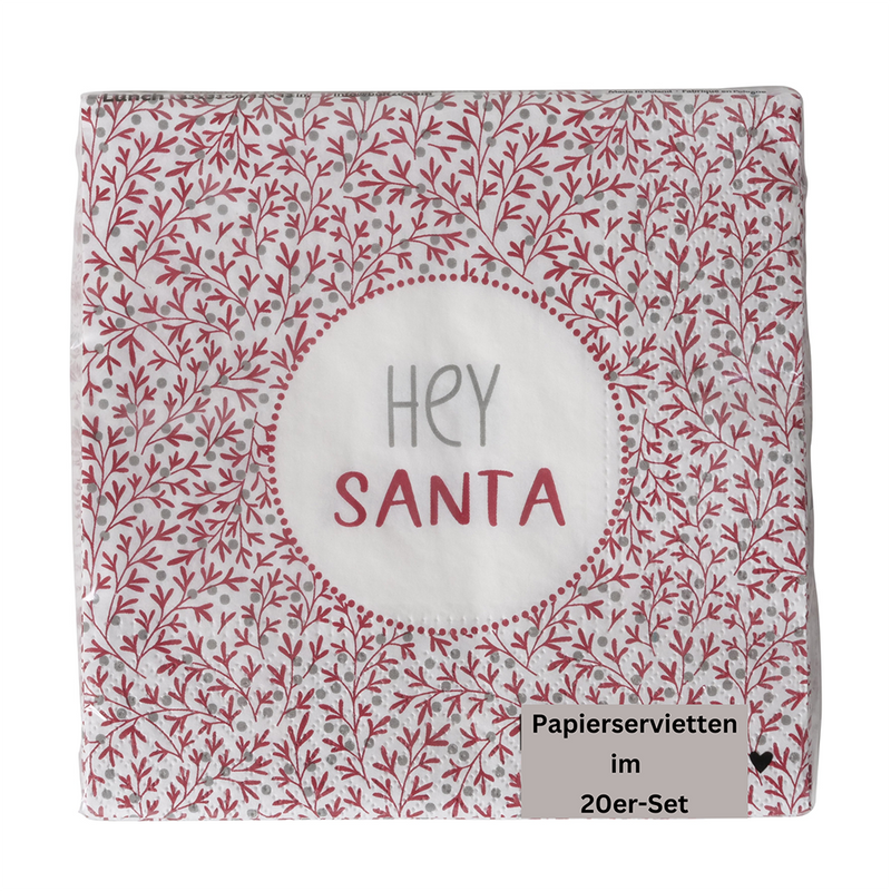 Papierservietten Hey Santa rot