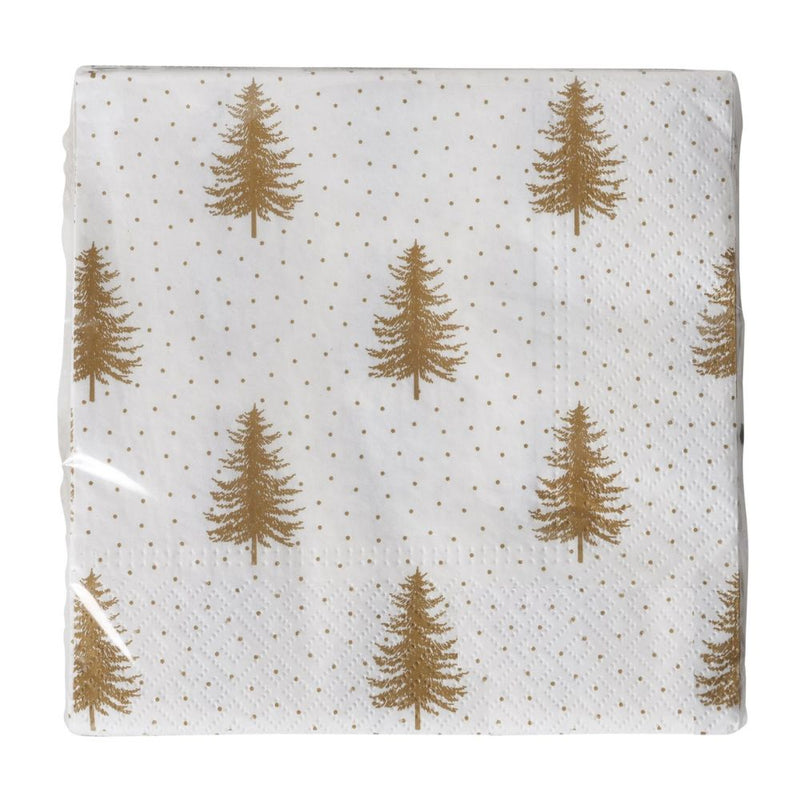 Papierservietten Tannenwald goldfarben
