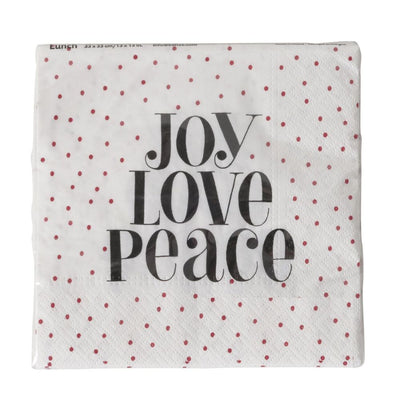 Papierservietten Joy, Love, Peace weiß
