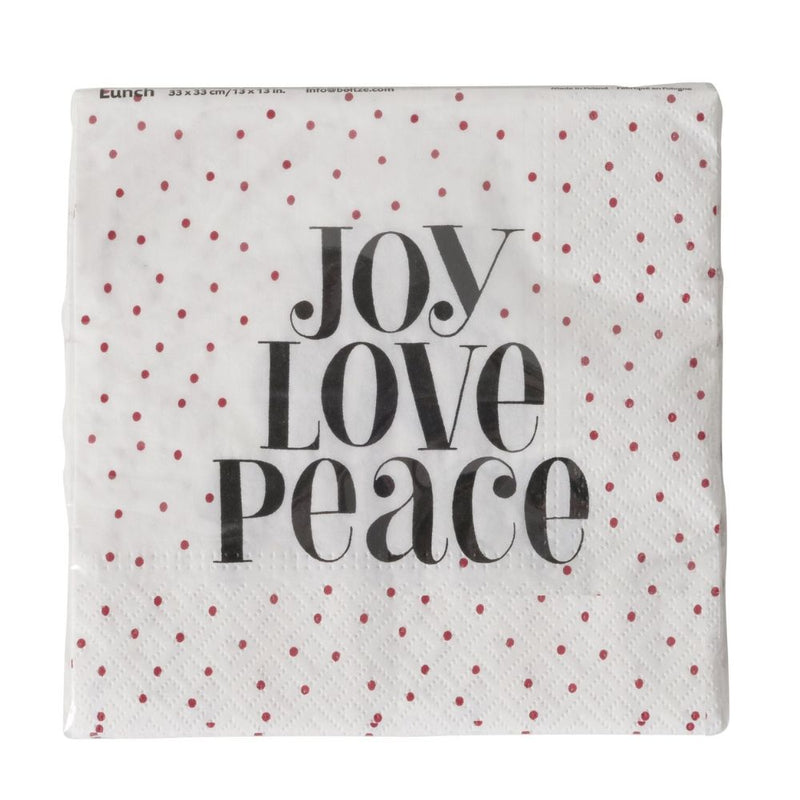 Papierservietten Joy, Love, Peace weiß