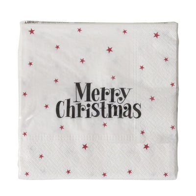 Papierservietten Merry Christmas weiß