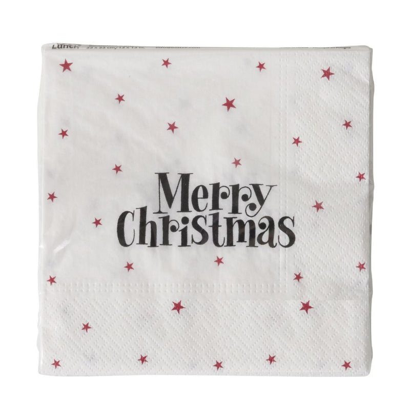 Papierservietten Merry Christmas weiß