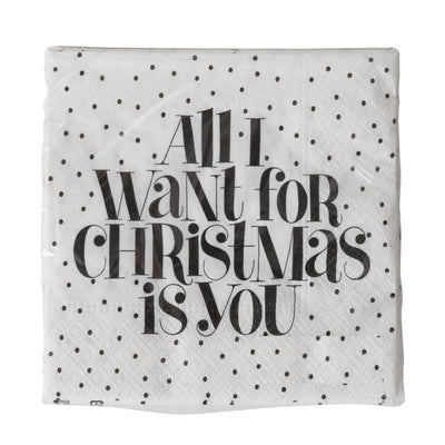 Papierservietten All I want for Christmas is you weiß