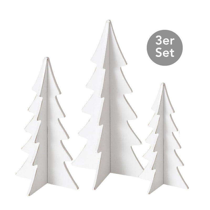 Deko-Bäume 3er-Set weiß