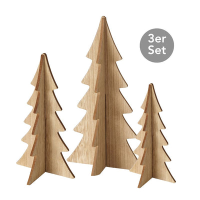 Deko-Bäume 3er-Set naturfarben