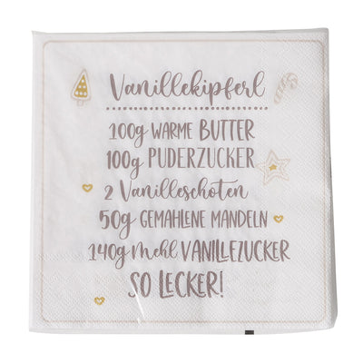 Papierservietten Vanillekipferl weiß