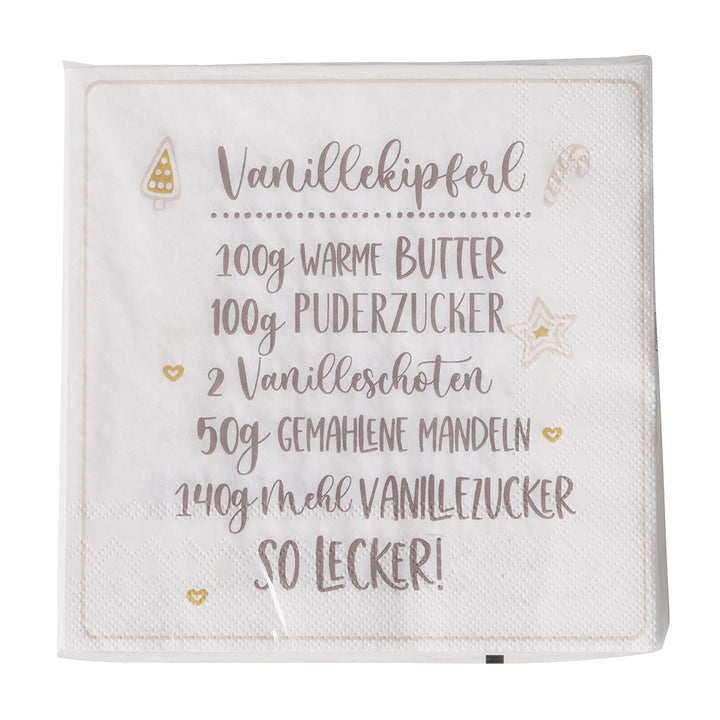 Papierservietten Vanillekipferl weiß