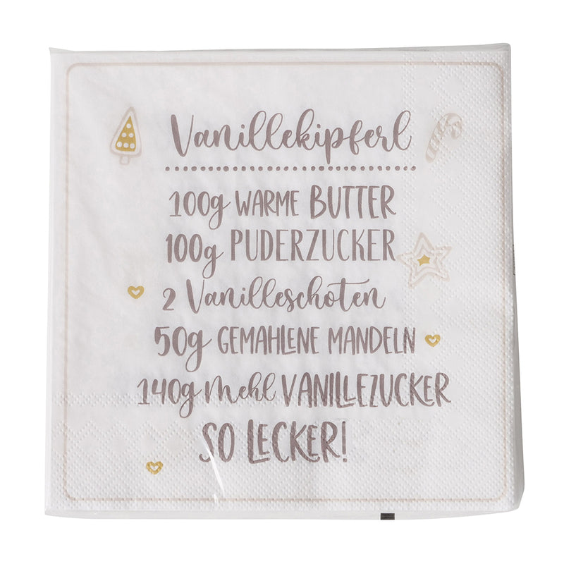 Papierservietten Vanillekipferl weiß
