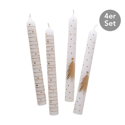 Stabkerzen Weihnachten goldfarbenes Dekor 4er-Set