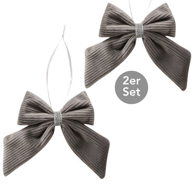 Dekohänger Schleife 2er-Set grau