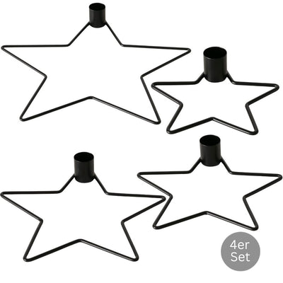 Kerzenleuchter Stern 4er-Set schwarz